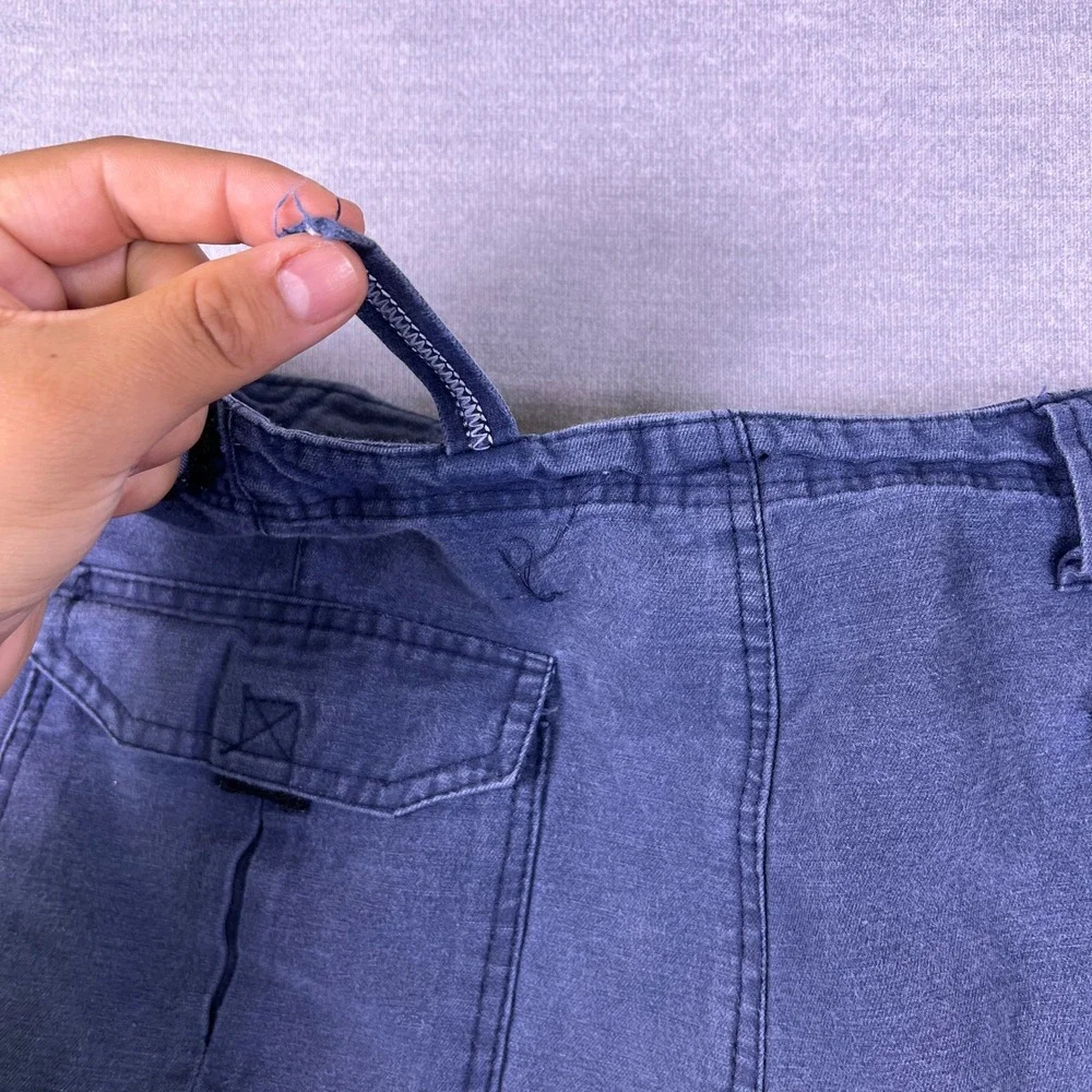 Cotton Twill Cargo Multi-Pocket Mid Rise Shorts Mens 36 Blue Cotton Twill